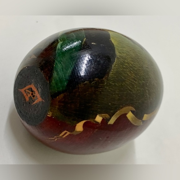 Vintage Soviet Era Russian Hand Painted Wooden Decorative Egg - Picture 10 of 16